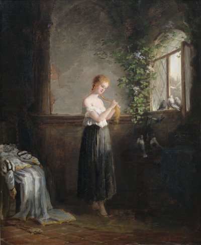 Une jeune fille tresse ses cheveux - Paul Wichmann